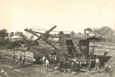 Rugby.  Construction of railway goods yard