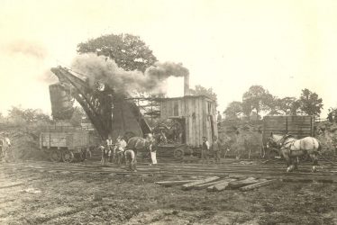 Rugby.  Construction of railway goods yard
