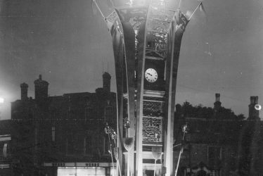Rugby.  Clock Tower at night