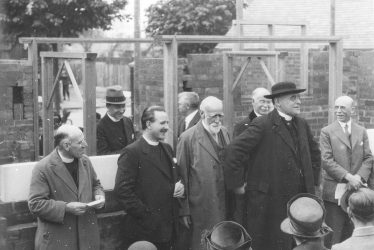 Rugby.  Methodist church foundation stone laying
