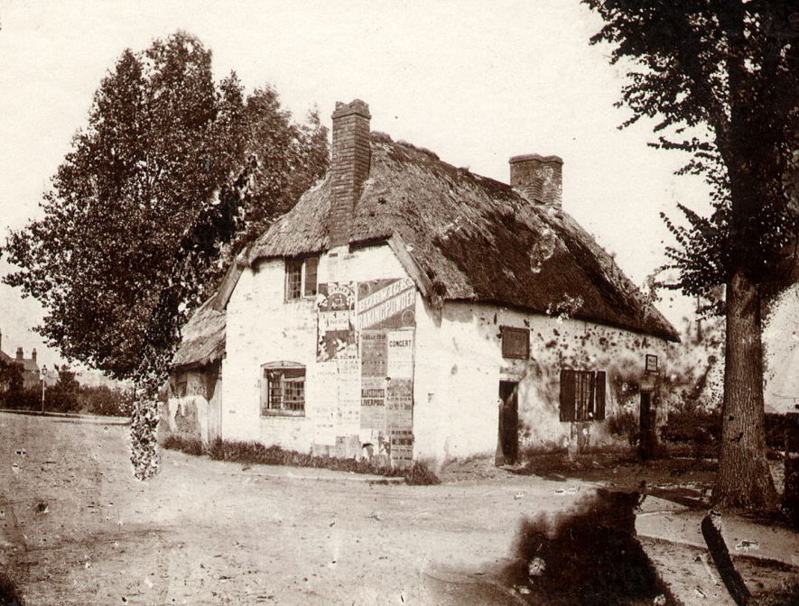 Whitehall Cottages which stood at the junction of Whitehall, Lower Hillmorton and Clifton Roads, Rugby, and were demolished for traffic control.  1878 |  IMAGE LOCATION: (Rugby Library)