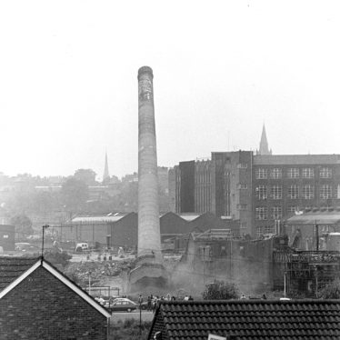 Rugby.  Demolition of chimney at G.E.C