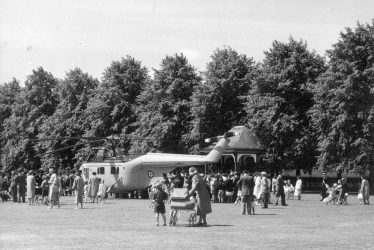 Rugby.  Royal helicopter in the Recreation Ground