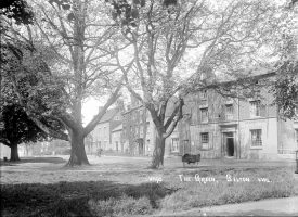 Cottages and trees on The Green, Bilton.  1920s |  IMAGE LOCATION: (Warwickshire County Record Office)