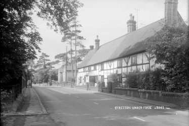 Stretton under Fosse.  Row of half timbered cottages