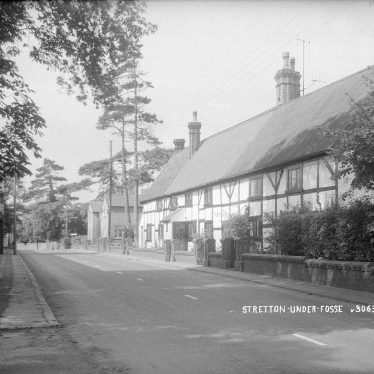 Stretton under Fosse.  Row of half timbered cottages