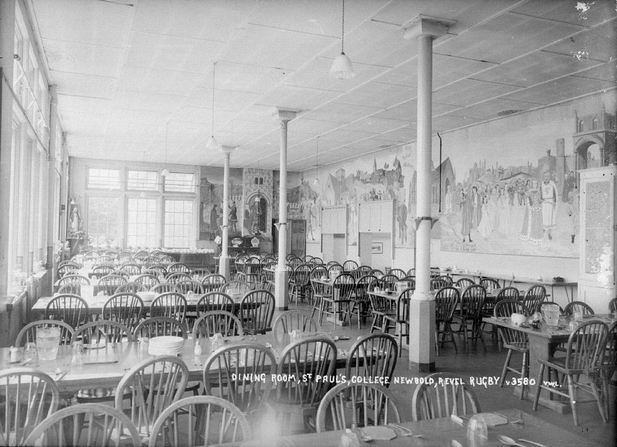 The dining room at St Paul's College, Newbold Revel, Stretton under Fosse.  1960s |  IMAGE LOCATION: (Warwickshire County Record Office)