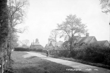 Thurlaston.  Old wind mill and cottages