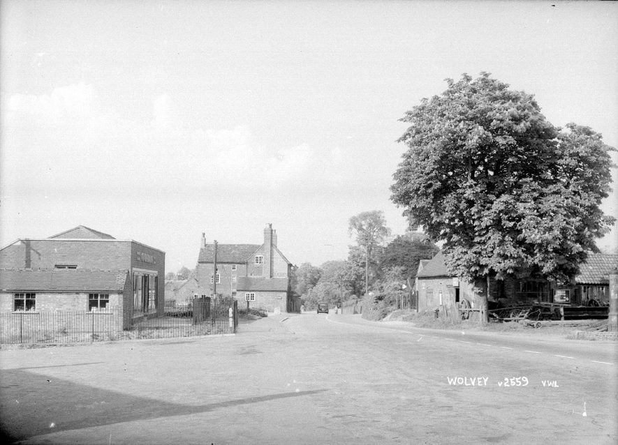 The Co-Operative stores and cottages in Wolvey.  1950s |  IMAGE LOCATION: (Warwickshire County Record Office)