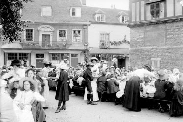 Alcester.  Celebrations by The Town hall