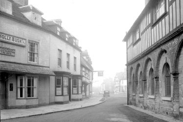 Alcester.  Town Hall and Holly Bush Inn