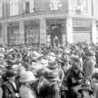 Alcester.  Crowd of people outside the Co-op Stores