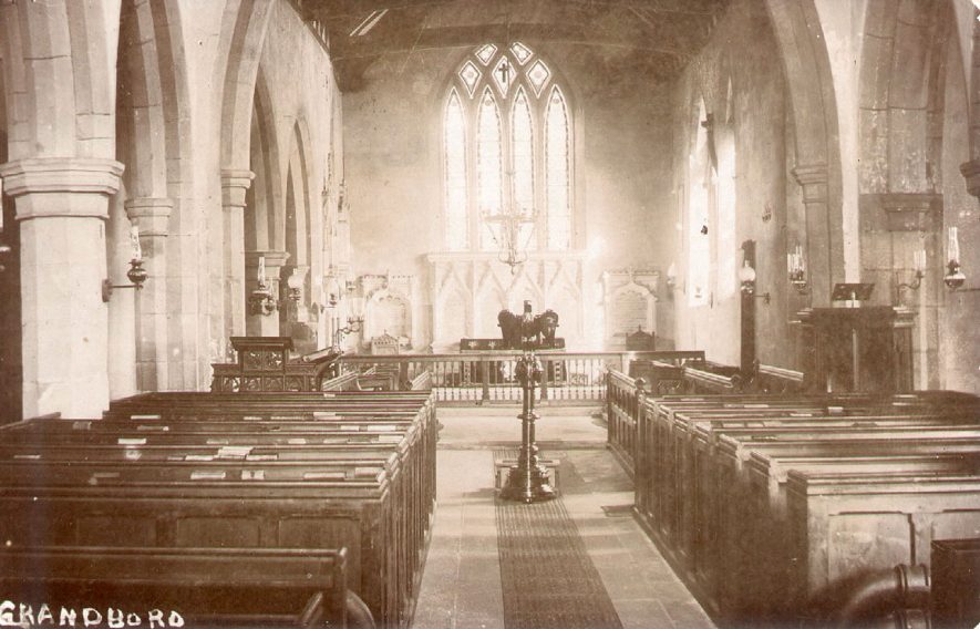 Interior of St Peter's Church, Grandborough, looking east.  1910s |  IMAGE LOCATION: (Warwickshire County Record Office)