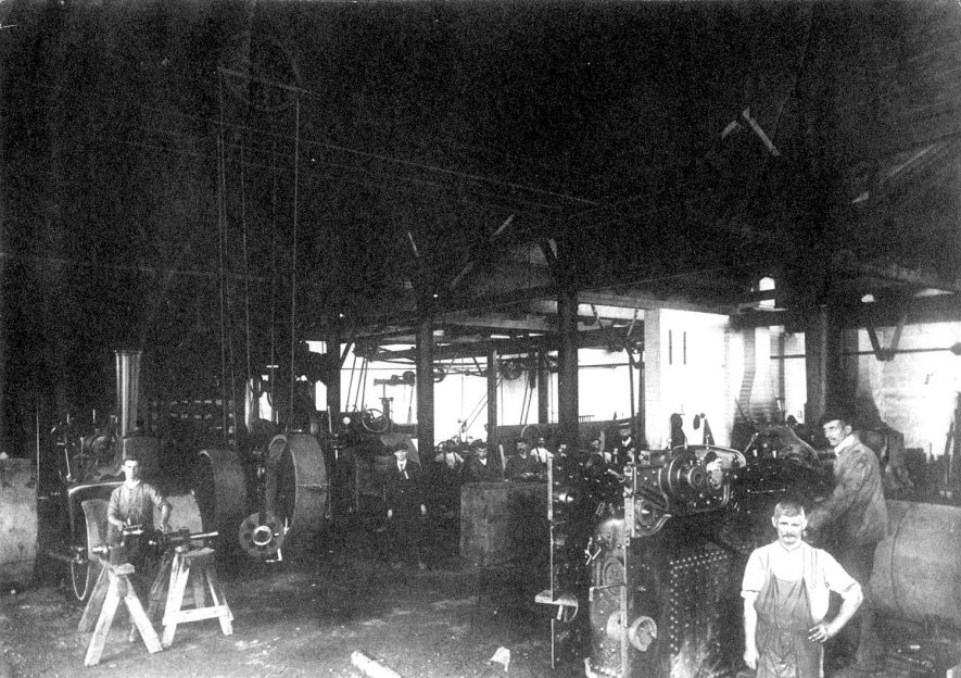 Interior of the Bomford and Evershed agricultural engineering works at Salford Priors.  1900s |  IMAGE LOCATION: (Warwickshire County Record Office)