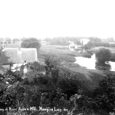 Hampton Lucy.  Charlecote Mill and River Avon