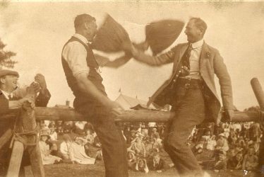 Cubbington.  Pillow fight at a Flower Show