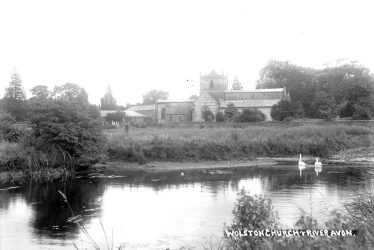 Wolston.  Parish Church and River Avon.