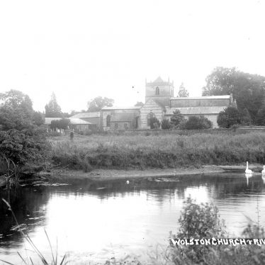 Wolston.  Parish Church and River Avon.