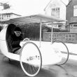 Rugby.  Alan T Freeman and his solar powered vehicle