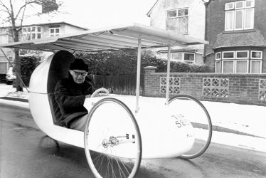 Rugby.  Alan T Freeman and his solar powered vehicle