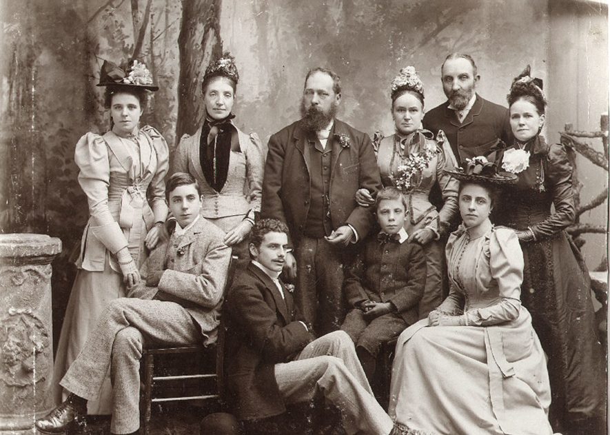 The gentleman in the centre of the picture is Arthur Law of Rugby, with his wife to his left. The other people are thought to be members of his family.  1880s |  IMAGE LOCATION: (Rugby Library) PEOPLE IN PHOTO: Law, Mrs, Law, Arthur, Law as a surname