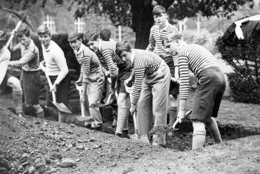 Rugby.  Schoolboys digging Air Raid Shelters