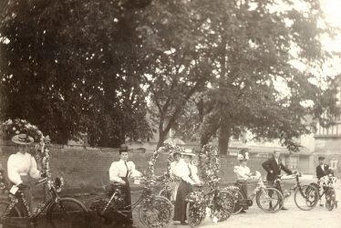 Alcester.  Decorated bicycles