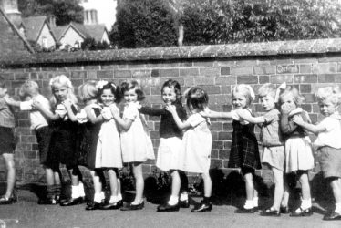 Preston on Stour.  Infants in school yard
