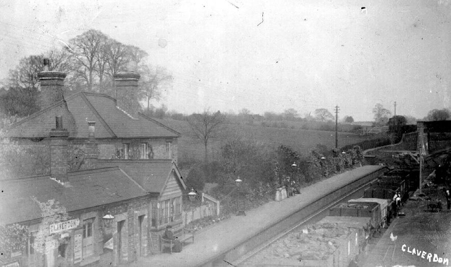 Claverdon Station showing a stationary goods train.  1900s |  IMAGE LOCATION: (Warwickshire County Record Office)