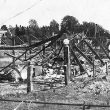 Kineton.  Remains of bus building and buses after a fire