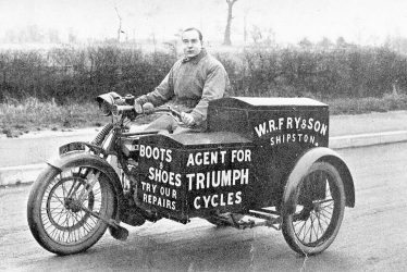 Shipston on Stour.  Edgar Fry on motorcycle