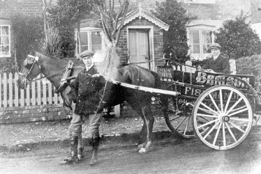 Ashorne.  Local fishmonger's horse and cart