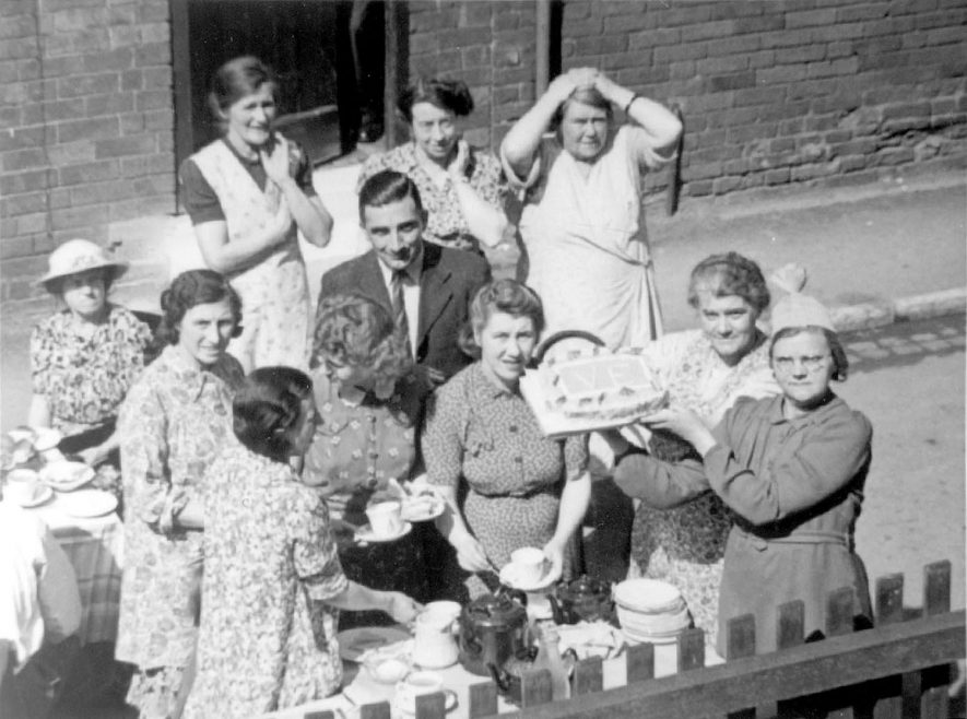 Scholars Lane V.E. day street party, Stratford upon Avon.  1945 |  IMAGE LOCATION: (Warwickshire Museums. Photographic Collections.)