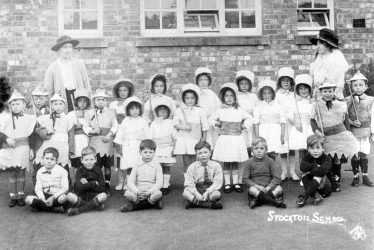 Stockton.  Group of schoolchildren in fancy dress