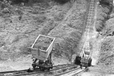 Napton on the Hill.  Trucks of clay at the tile kilns