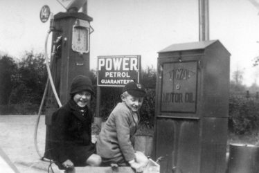 Bishops Itchington.  Tom Edwards at filling station