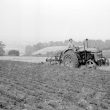 Burton Dassett.  Farmworker ploughing the hills