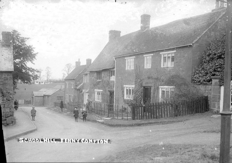 Fenny Compton houses in School Hill.  1930s |  IMAGE LOCATION: (Warwickshire County Record Office)