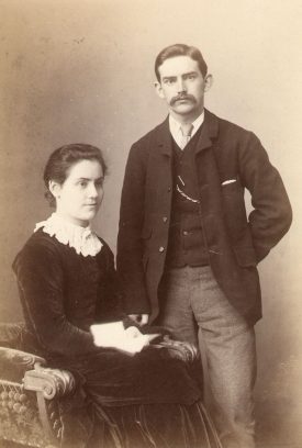 Eleanor Archer, with Hugh Wesley Strong, Harbury.  1890s
[Eleanor was never married but was engaged to Mr Wesley Strong for a short time in 1888] |  IMAGE LOCATION: (Warwickshire County Record Office) PEOPLE IN PHOTO: Archer as a surname, Archer, Eleanor