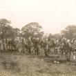 Warwick.  Troop of dismounted cavalry in a park