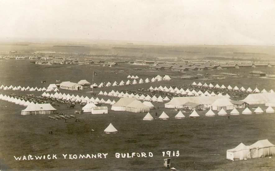 Warwickshire Yeomanry at Bulford Camp, near Amesbury, Salisbury Plain.  1913 |  IMAGE LOCATION: (Warwickshire County Record Office)