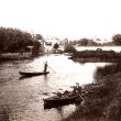 Bidford on Avon.  Church, White Lion and bridge from river
