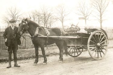 Budbrooke.  Mr Hicken with horse and milk cart