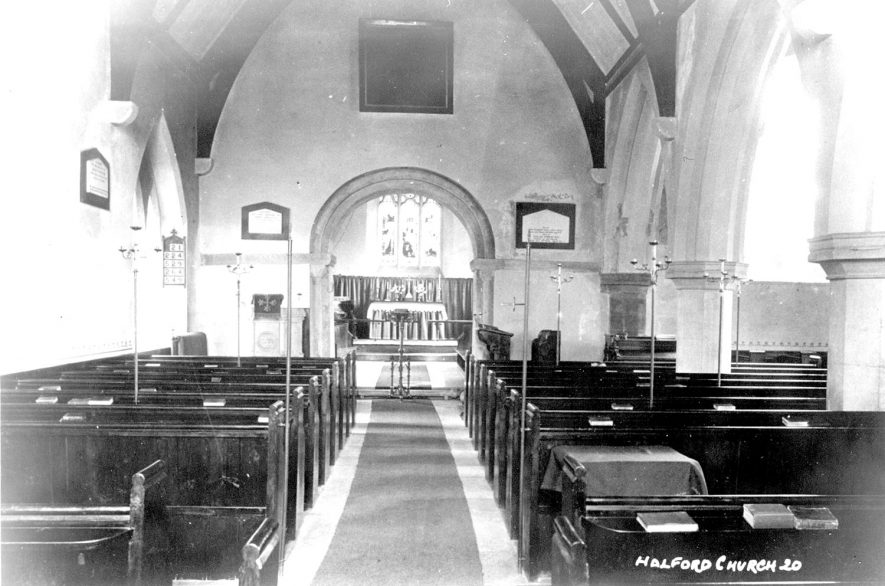 Interior of St Mary's Church, Halford.  1920 |  IMAGE LOCATION: (Warwickshire County Record Office)