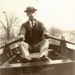 Warwick.  River Avon, man rowing a boat