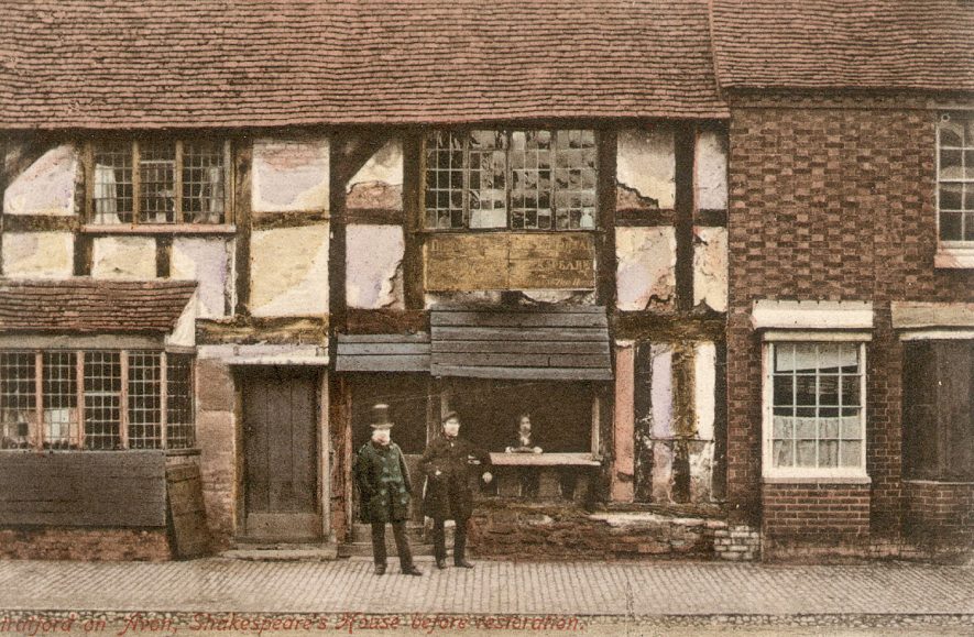 Shakespeare's birthplace, Henley Street, Stratford upon Avon, before 'restoration' in 1857 -64. |  IMAGE LOCATION: (Warwickshire County Record Office)