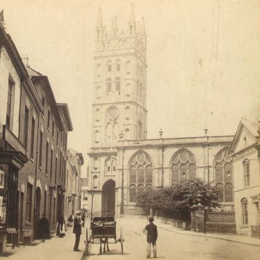 Warwick.  St Mary's Church and Church Street