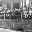 Warwick.  High Street, crowd waiting for Prince of Wales