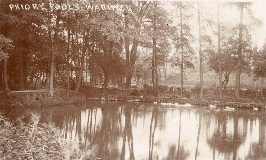 Priory Pools, Priory Park, Warwick.  Filled in in 1920s.  1911 [It has been suggested that the Pools were not filled in until circa 1960.] |  IMAGE LOCATION: (Warwickshire County Record Office)