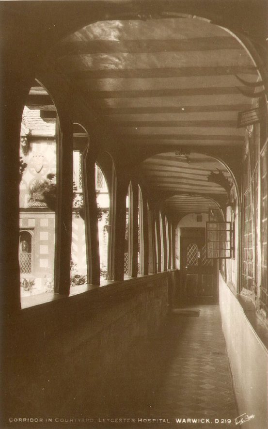 Gallery at side of courtyard, Lord Leycester Hospital, Warwick.  1920s |  IMAGE LOCATION: (Warwickshire County Record Office)